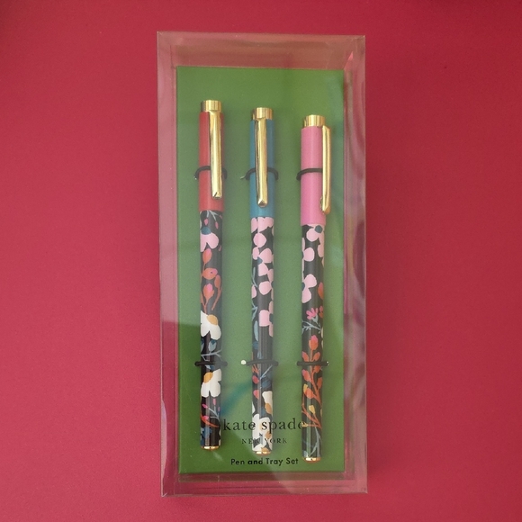 kate spade Other - Kate Spade Floral Pen Set with Gold Accents